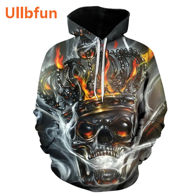 Ullbfun Sweatshirt 3D Skull Printed Pullovers Hoodies (25)